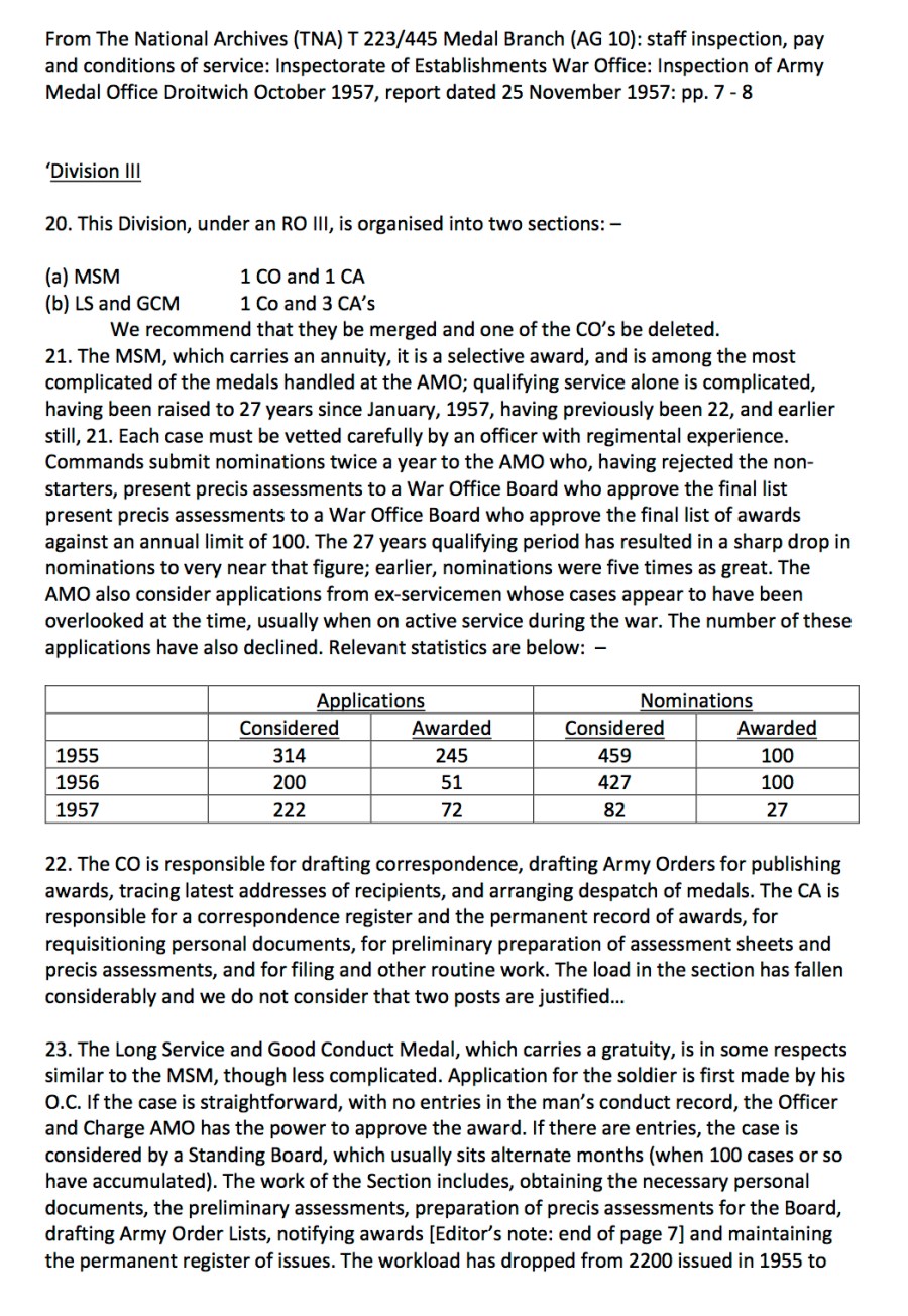 Army Medal Office Droitwich Divisions 7