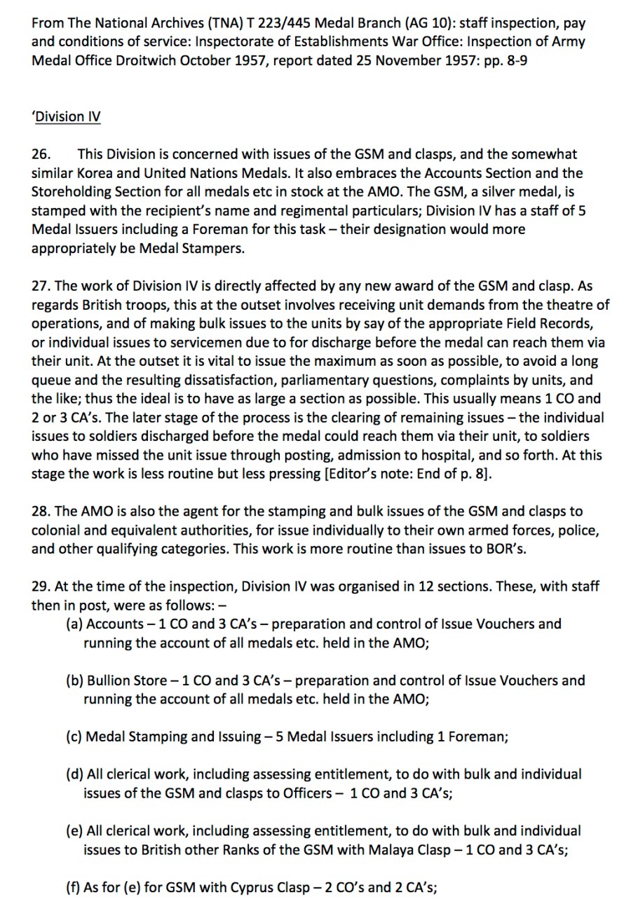 Army Medal Office Droitwich Divisions 9